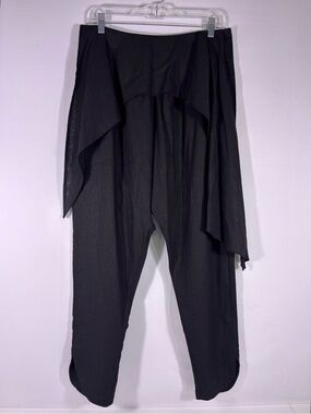 Idea2Lifestyle Linen Blend Lagenlook Wrap Harem Pants Black Handmade